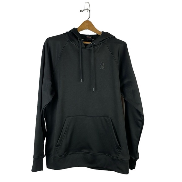 Spyder Other - NWT Spyder Active Men Hooded Sweatshirt SZ M Black Shoulder Zip Pocket